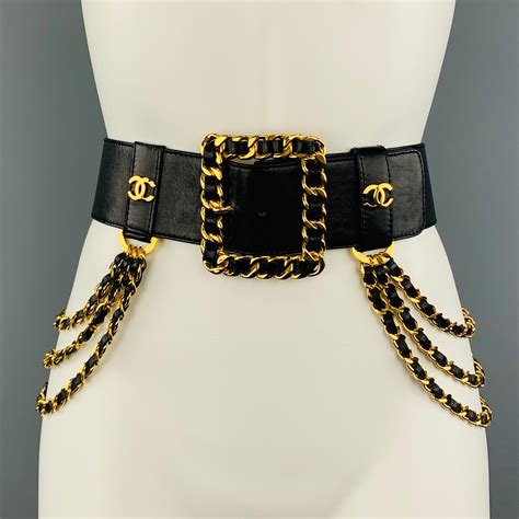 chanel belt gold leather|chanel black belt silver buckle.